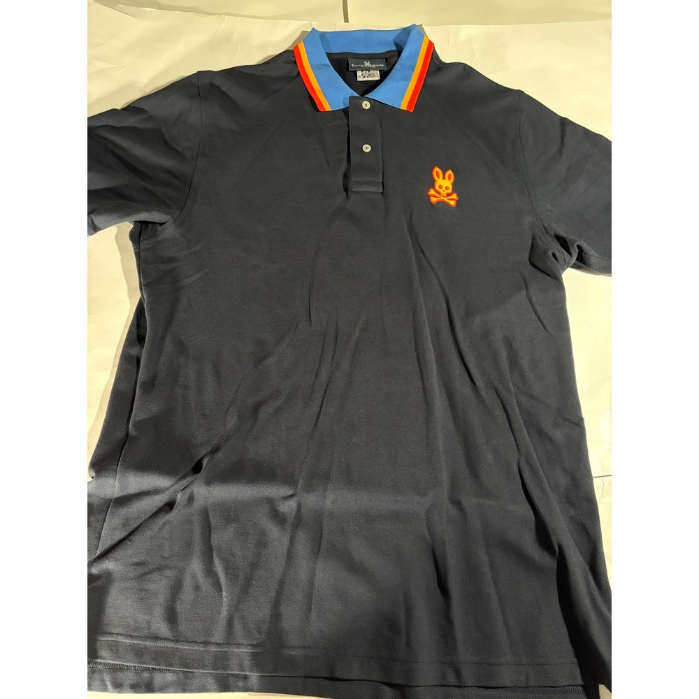 Psycho Bunny Polo Shirt Men's Size 8 XL Black Embroidered Logo Short Sleeve